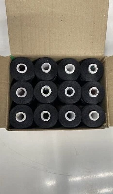 12 Spools Black Ultrabright Trilobal Polyester Machine Embroidery Thread - Image 1 of 2
