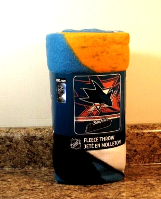 Manta de lana suave grande NHL San Jose Sharks 50" X 60" nueva con etiquetas Foto 1 de 3