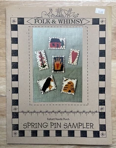 Folk & Whimsy Pattern FOLKART NEEDLE PUNCH ~ 6 Designs Spring Pin Sampler - Picture 1 of 3