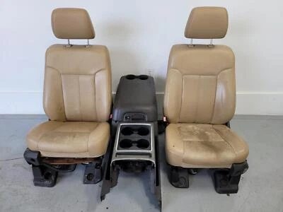 2011-2016 FORD F250/350 FRONT SEAT SET W/ CONSOLE; TAN LEATHER; POWER; BUCKET 11 Foto 1 de 4