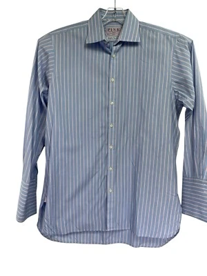 Thomas Pink Mens Sz 16 1/2-34 Blue/Pink Striped French Cuff Dress Shirt (A26) - Image 1 of 4