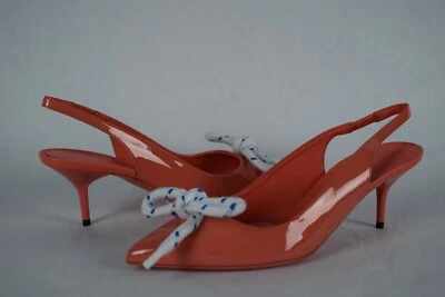 Nuevo en caja $620 Burberry Bow Fink Sling Back Pump Rope Bow talla 7-8 charol rosa  Foto 1 de 4