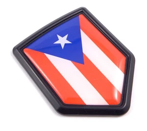 Puerto Rico flag Black Shield Car bike Decal crest Emblem 3D sticker - Imagen 1 de 3