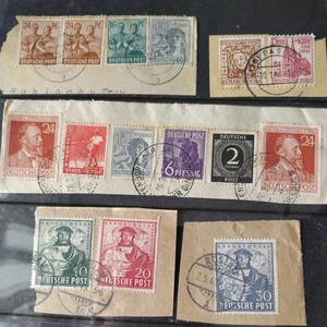 Germany Allied Occupation 1949 selection used lot on piece high cat - Picture 1 of 4