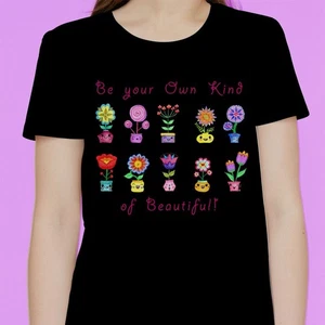 Girls T-shirts: Black graphic tee "Be Your Own Kind of Beautiful" Girl T-shirt - Picture 1 of 17