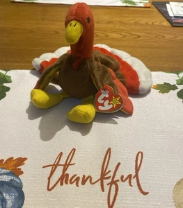 TY BEANIE BABY "GOBBLES" THE TURKEY 1996 ETIQUETA ERRORES COMO NUEVO RETIRADO RARO PVC - Imagen 1 de 13