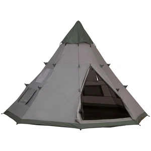 Tenda da campeggio verde oliva 6-7 persone grande famiglia con borsa da trasporto e finestre in rete - Foto 1 di 9