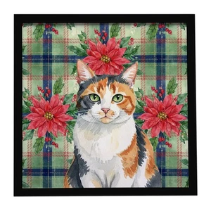 Caroline's Treasures Calico Cat con estampado de metal enmarcado de flores de pascua FNT1290MFP88 - Imagen 1 de 4