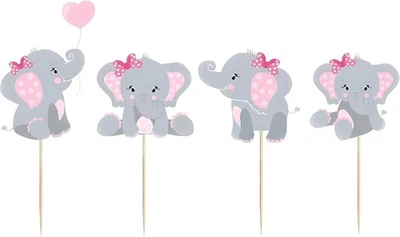 Finduat 48 Piezas Toppers Cupcake Elefante Rosa para Niña Baby Shower... Foto 1 de 2