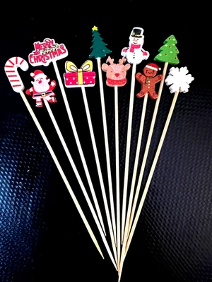 50 piezas Selecciones de comida de Navidad Pastel de Navidad Cupcake Toppers Palitos de cóctel Canapé Fiesta Foto 1 de 4