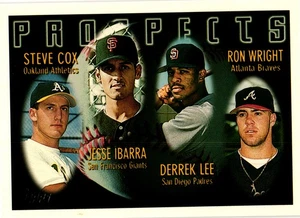 1996 Topps #424 Steve Cox / Jesse Ibarra / Derrek Lee / Ron Wright - Picture 1 of 2