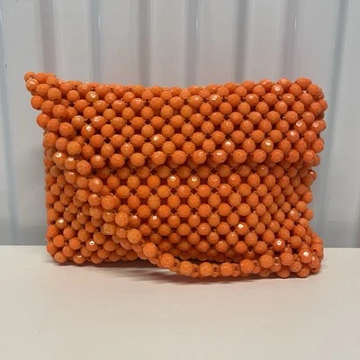 Bolsa de ombro vintage 1960 laranja retrô pop plástico frisado - Imagem 1 de 4