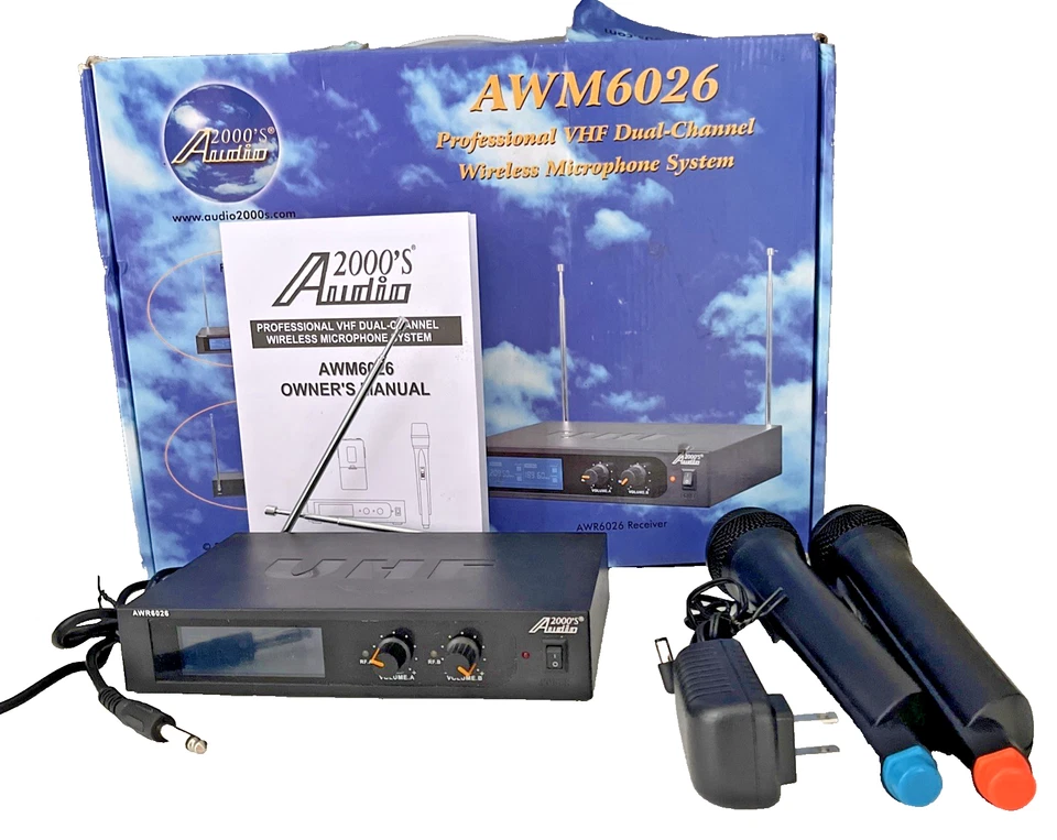 Audio 2000’s AWX6026 Dual Channel Wireless Microphone System 2 Handheld Mics - Image 1 of 4