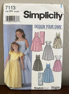 Simplicity Design Your Own Special Occasion Dress Shawl Girls Size 3-6 Uncut - Image 1 of 2