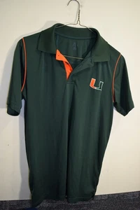 University of Miami Hurricanes Embroidered Green Polo Shirt MENS M Office Casual - Picture 1 of 14