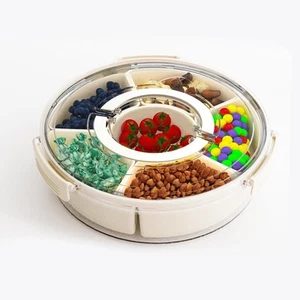 Divided Serving Tray with Lid and Handle Snack Box for Fridge Snackle Box Con... - Picture 1 of 7