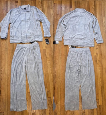 Vintage Men's Adidas Gray Velour Sweatsuit Tracksuit Velvelt Sizes XL - 2XL NWT - Image 1 of 4