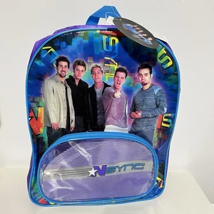 NSYNC Y2K Mochila Vinilo 2001 Azul Púrpura Llavero Nuevo *Manchas en Correa - Imagen 1 de 12