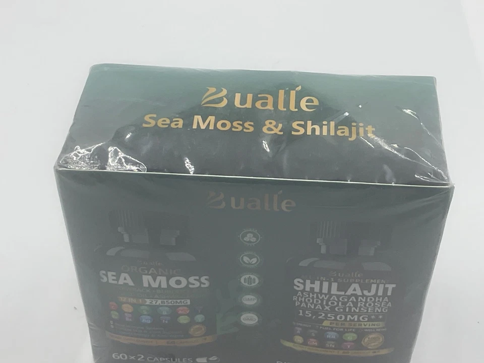 Musgo marino y Shilajit Exp2027 60ct cada uno 27.850 mg y 15.250 mg 12 en 1 Foto 1 de 4