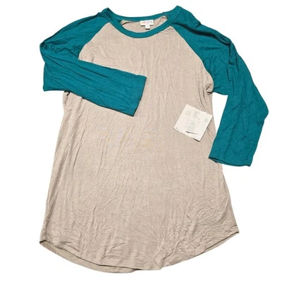 Новый Lularoe Randy футболка верхний женщин M средний длинным рукавом реглан серый бирюзовый новый с Ярлыками - Изображение 1 из 4