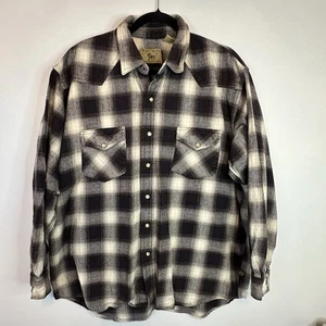 VTG Moose Creek Heavy Flannel Shirt Men’s XL Brown Plaid Pearl Snap 100% Cotton - Picture 1 of 13