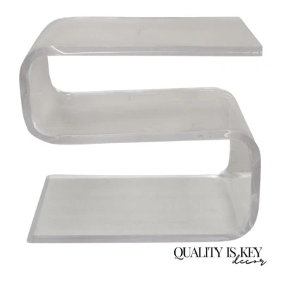 复古中世纪现代透明 Lucite 雕塑“S 形”咖啡边桌 — 第 1/4 张图片