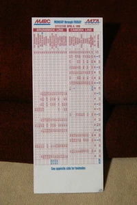 MARC Timetable Card - Brunswick Line - Camden Line - April 6, 1998 - Picture 1 of 2