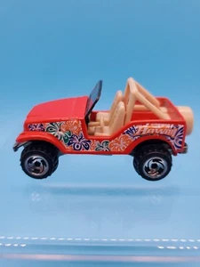 1990 Hot Wheels Hawaii Floral Print Jeep Wrangler Rare Variant Red - Picture 1 of 11