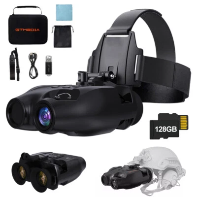 GTMEDIA Night Vision Goggles Binoculars Digital IR Head Mounted Rechargeable USB - Image 1 of 4