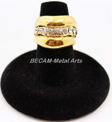 Anillo chapado en oro de 24K estilo renunciado con 9 cristales moda cóctel damas Foto 1 de 3