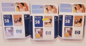 Cartucho de impresión de inyección de tinta fotográfica HP 58 caja sellada genuina caducada 3 cajas - Imagen 1 de 4