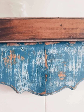 Vintage 70s Style Wood Mirror with Hooks Cover