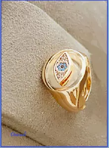 ANILLO OJO DE TURCO ORO DE 14 KT ELECTO PLATEADO CON AMULETO DE LA SUERTE - Foto 1 di 4