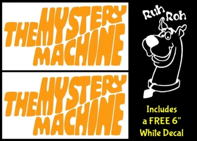 SIGNAGE CAFE The Mystery Machine Logo 2 PK Orange Vinyl Decals Car Window Laptop Tablet