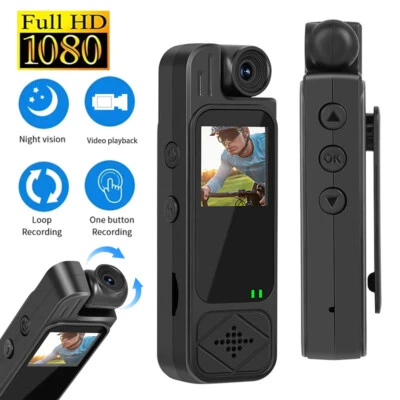HD 1080P Camcorder Mini Police Body Camera Video Recorder DVR IR Night 1.3" LCD - Image 1 of 4