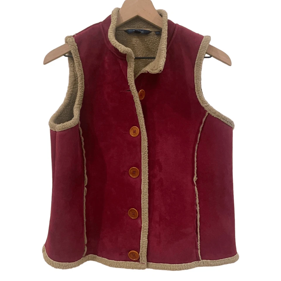 Chaleco Boden Granate Sherpa Forrado Imitación Gamuza Talla M Foto 1 de 4