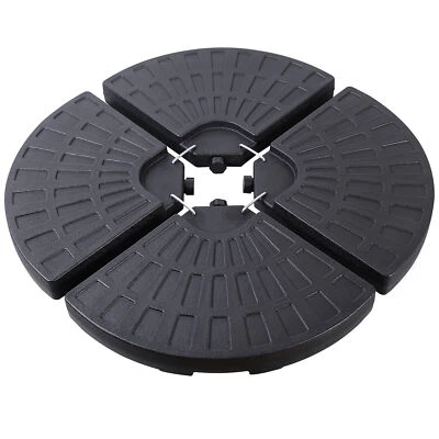 Paraguas de patio con base circular desplazado voladizo de 4 piezas con asas de transporte  Foto 1 de 4