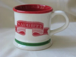 Tag " Naughty Nice " Large Christmas Red & Green Mug 3 7/8"Tall / Holds 19 oz - Picture 1 of 10
