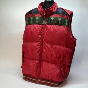 Coogi Australia Designer Puffer Jacket Vest Red 2XL Thick Warm Streetwear - Picture 1 of 6
