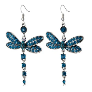 Damen lange Ohrringe hängend Retro Ohrstecker Strass Ohrschmuck Ohrhänger - Bild 1 von 10