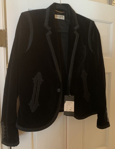 SAINT LAURENT (YSL) Giacca blazer velluto nero SAINT LAURENT nuovo $2.990 tg40