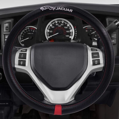 Brand New JAGUAR Car Steering Wheel Cover Leather Carbon Fiber 15'' Inches - Image 1 of 4