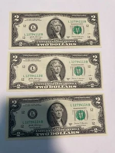 Banconota 2$ 2017 banconote sequenziali non circolate lotto di 3 - Foto 1 di 2
