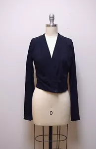VELVET Black Cotton Knit Cropped Double Breasted Cardigan Top Jacket Size S - Picture 1 of 5