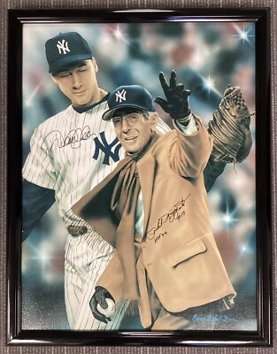 Derek Jeter Signed Canvas 18x24 Yankee Phil Rizzuto HOF Autograph Framed PSA/DNA - Image 1 of 4