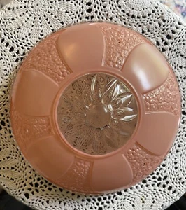 Cubierta de lámpara de techo de vidrio rosa 3 orificios 10 pulgadas Art Deco vintage - Imagen 1 de 6