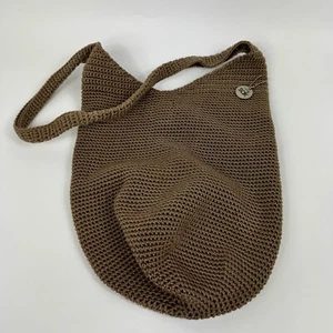 The Sak Knit Crochet Hobo Bag Purse Shoulder Bag Handbag Bucket Large Beige Tan - Picture 1 of 11