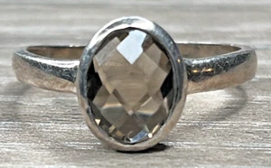 Vintage Signed Sterling 925 SMOKY QUARTZ Ring Light Brown Faceted SZ 9.25 3g - Picture 1 of 11