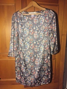 Tunic Dress Shift Dress "Criss Cross" Brand 100% Polyester Gray/Paisley Print YL - Picture 1 of 5