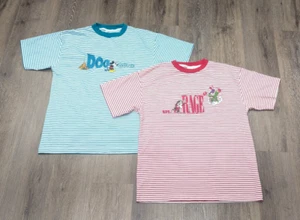 Vintage Disney Store Shirt Mens Large Striped Mickey Pluto Grumpy Dopey Lot Of 2 - Picture 1 of 12